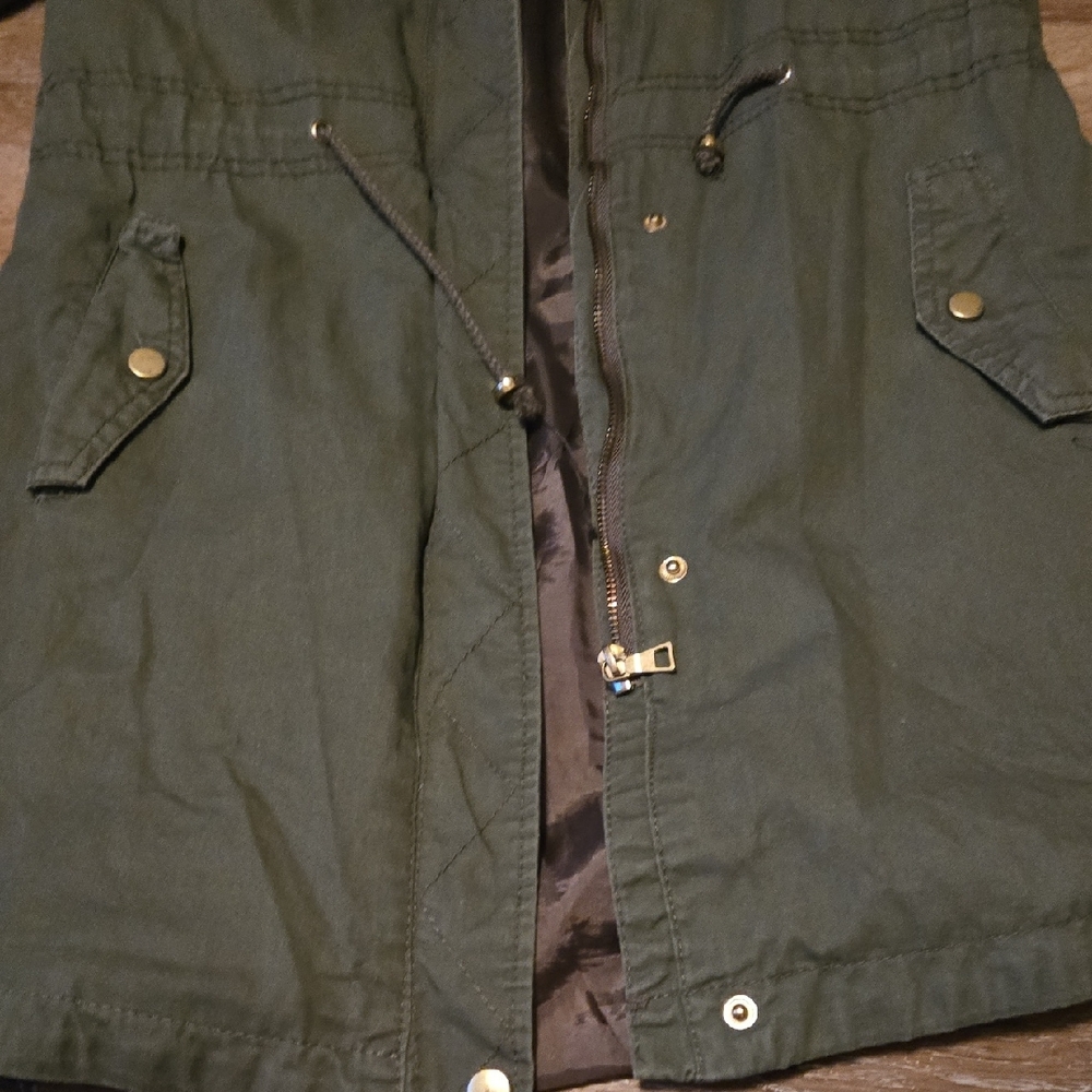Ambiance Olive Green Utility Anorak Jacket - Picture 8 of 9
